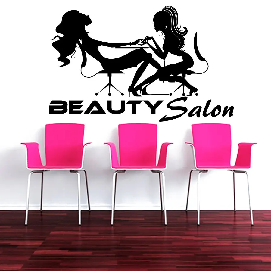 

Pretty Salon Series Art Wall Sticker Barbershop Two Woman Silhouettes Special Funny Wall Murals Home Sexy Modern Decor W-579