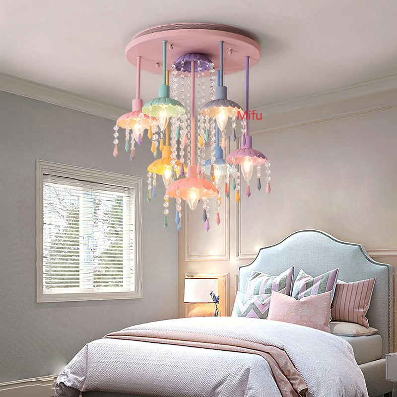 Buy 2019 New Color Ceiling Lamp Creative Living Room Bedroom Crystal Ceiling Light American Children's Room modern led ceiling light