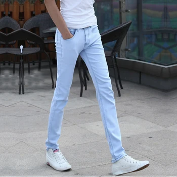 

2018 New Stretch Sky Blue Men's Jeans 28 29 30 31 32 33 34 36 Fashion Business Casual Man Trousers Slim Comfortable Men Pants