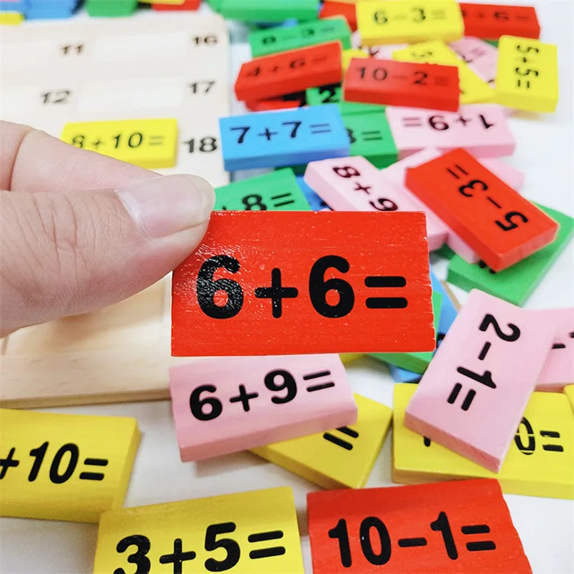 110 шт цветные деревянные кости домино математические игрушки для детей обучающий деревянный набор домино игра Монтессори математическая игрушка детский подарок