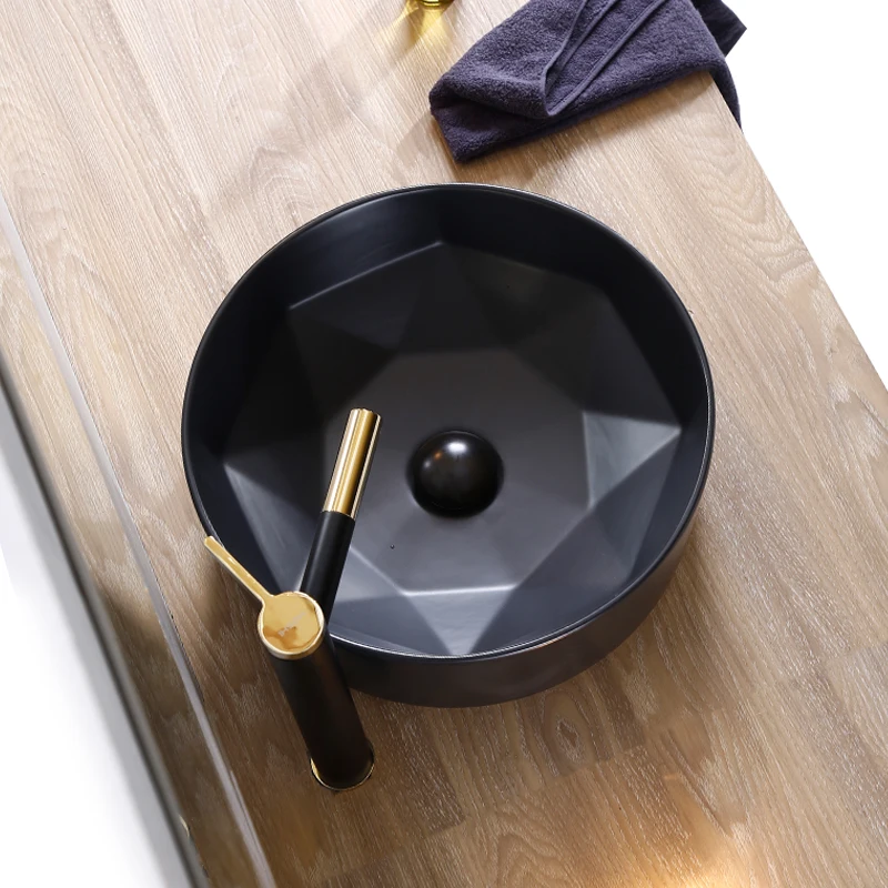

Black Matte Round Table Basin Bathroom Washbasin Art red porcelain Ceramic Wash basin bathroom Sink