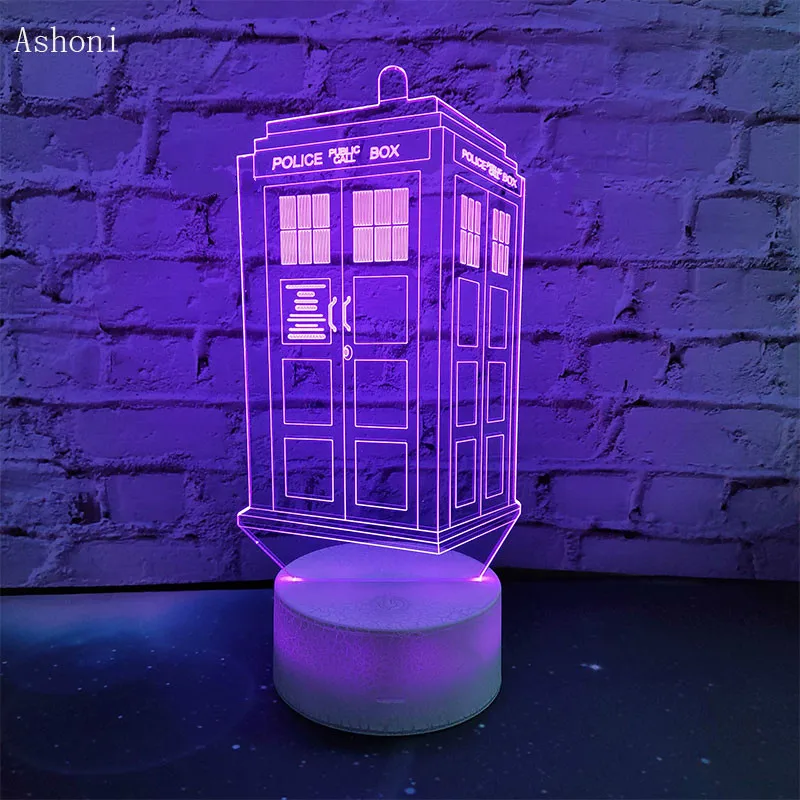  7 Colors Change Lamp Doctor Who Police Box 3D Lamp Acrylic LED USB Table Lamp TARDIS Lights Multi-c - 33001916620