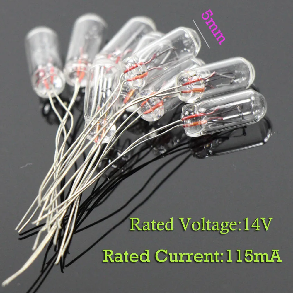 100pcs Clear 5mm Mini Bulbs 12V 14V 16V 115mA Miniature Grain of Wheat Bulbs Warm White MP181920W 1/35 model train 7