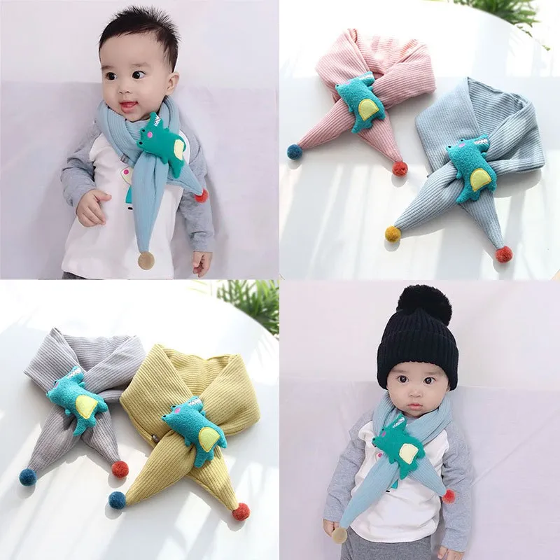 

Winter Korean Neck Keep Warm Children's Scarves Kids Boys Girls Cartoon Small Crocodile Doll Scarf Cotton Children Accesories A