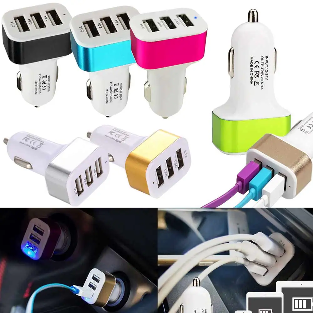 Универсальное автомобильное быстрое зарядное устройство с тройным USB портом