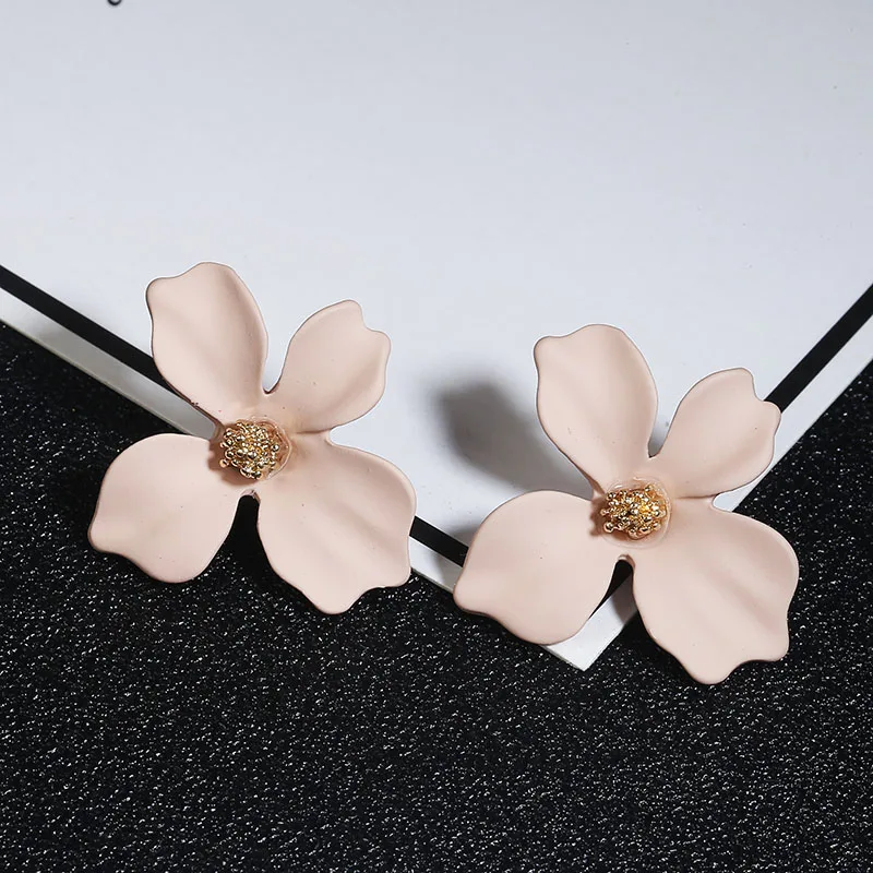 Новое поступление женские серьги с большим цветком 5 цветов Гипербола маленькие серьги-гвоздики свежие серьги цветы ювелирные изделия подарок - Окраска металла: Khaki