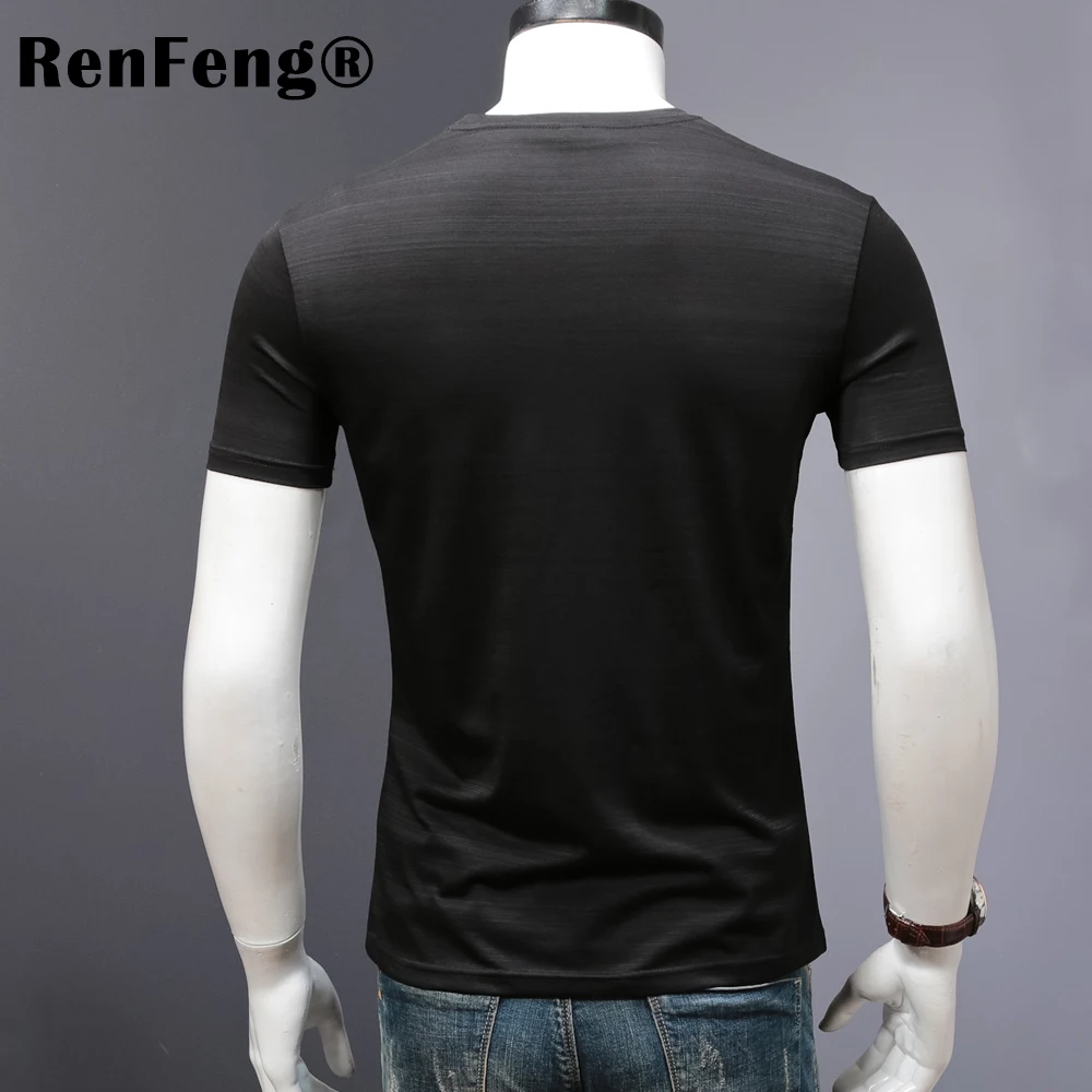 Smart Casual tshirt men luxury mercerized cotton t shirt mens clothes 2018 fashion streetwear cool t-shirt blank black blue tops (1)