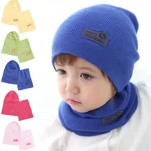 Baby Winter Caps + Scarf Suits Casual Crochet Child Hat Warm Knitted Kids Hats For Unisex Solid Wool newborn photography props