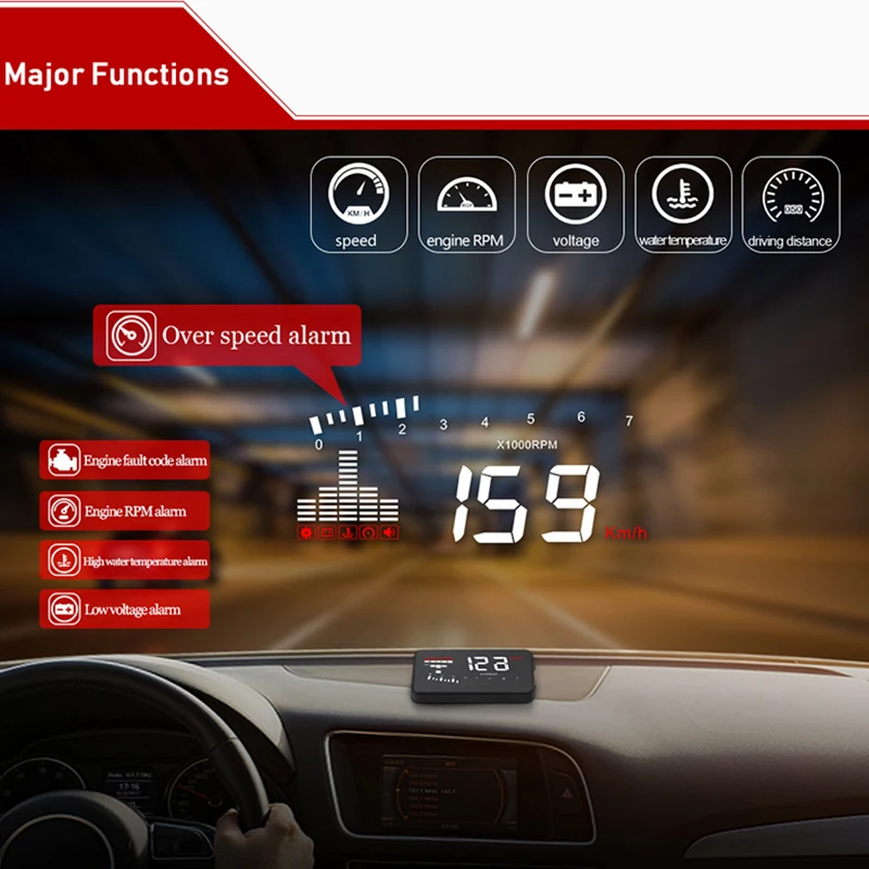 3 ''экран высокой четкости OBD2 X5 Авто HUD автомобильный проектор скорости лобового стекла цифровой дисплей скорости на плате