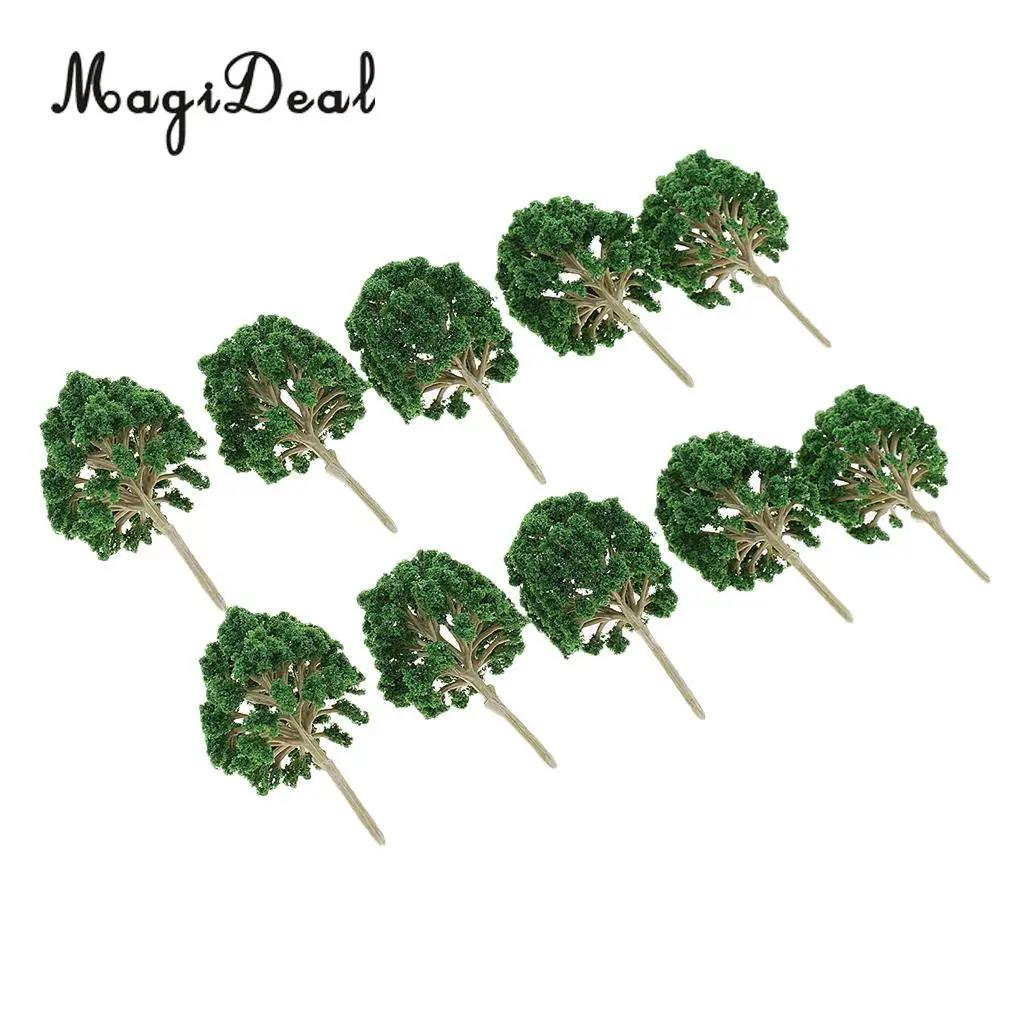 MagiDeal 10Pcs Sand Table Model Building Scale Tree Plant Miniature for Tailway Tailroad Train Track Park Garden Scenery Toys