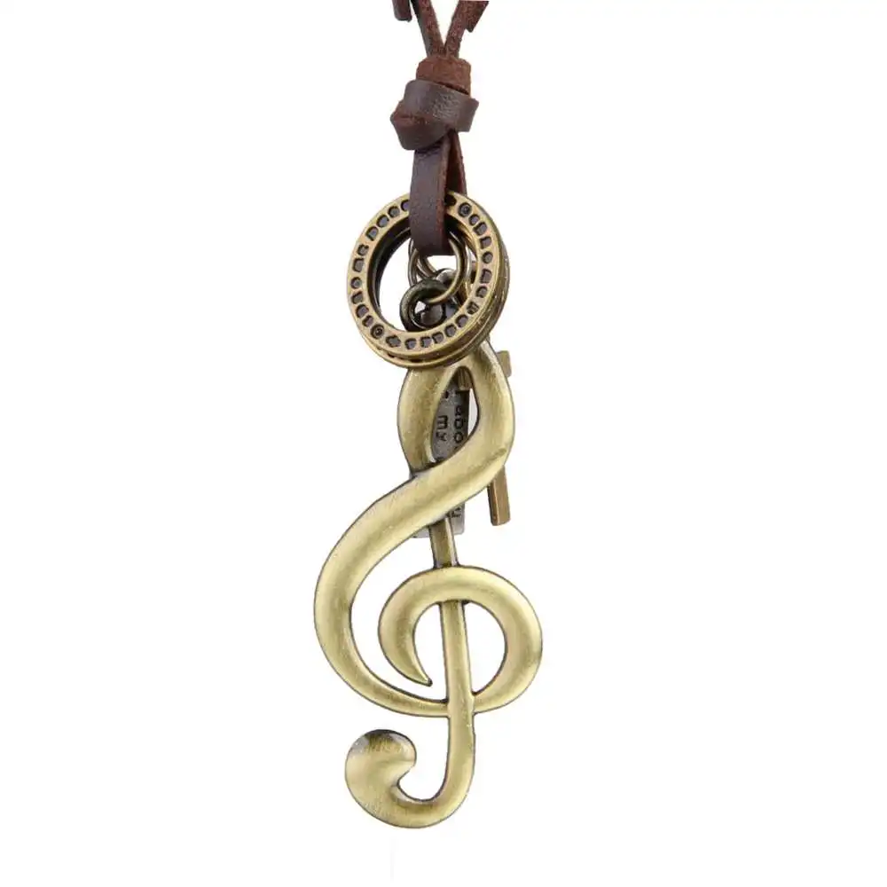 

men jewelry statement necklaces pendants kolye punk leather rope collier collares femme choker colar music note necklace women
