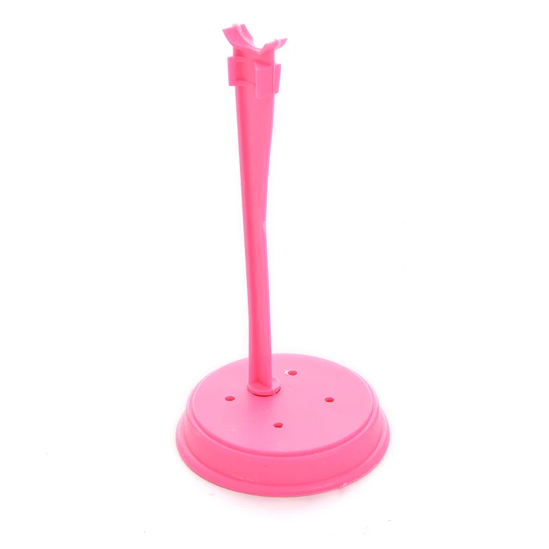 

1PC miniClassic Kids Girls Dollhouse Furniture Doll AccessoriesPlastic Pink Stand Support And Hangers For Barbie Doll