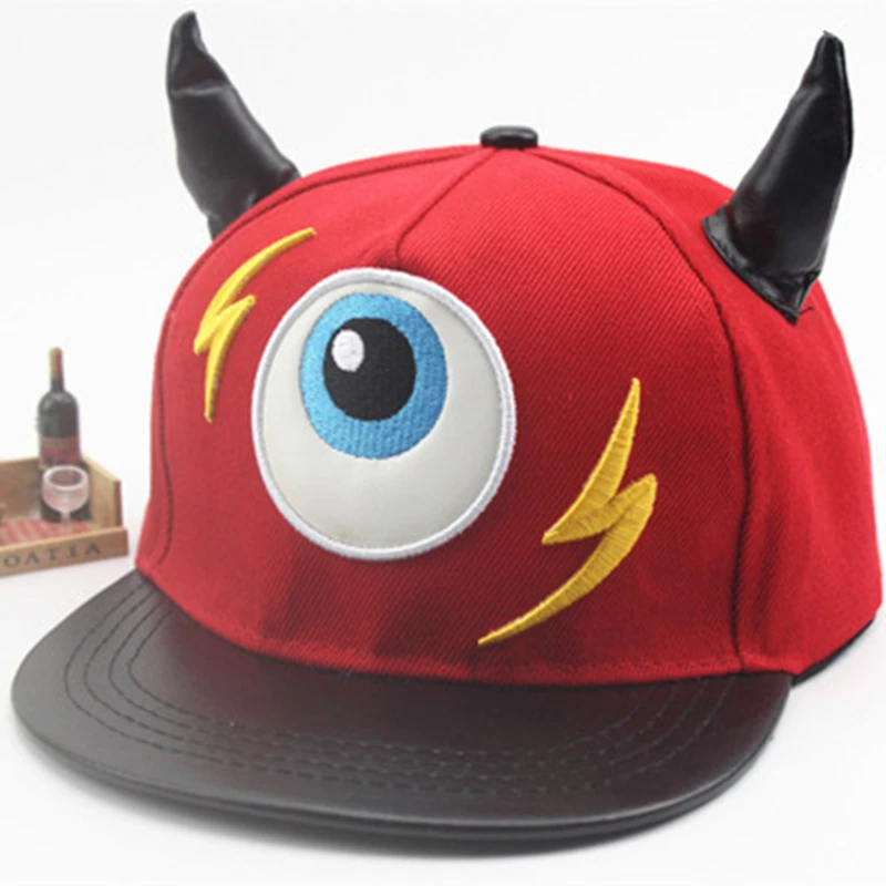 Мода для мальчиков и девочек Bone Gorras Snapback Lightning Маленький Дьявол Рога глаз хип хоп