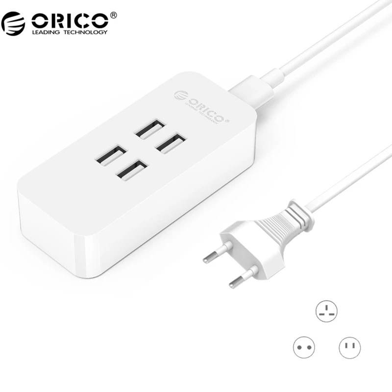 ORICO DCV-4U Recommend EU Plug 20W 4 Port USB Charger with Smart Super Charging Technology for Your Phone, Tablet and More
