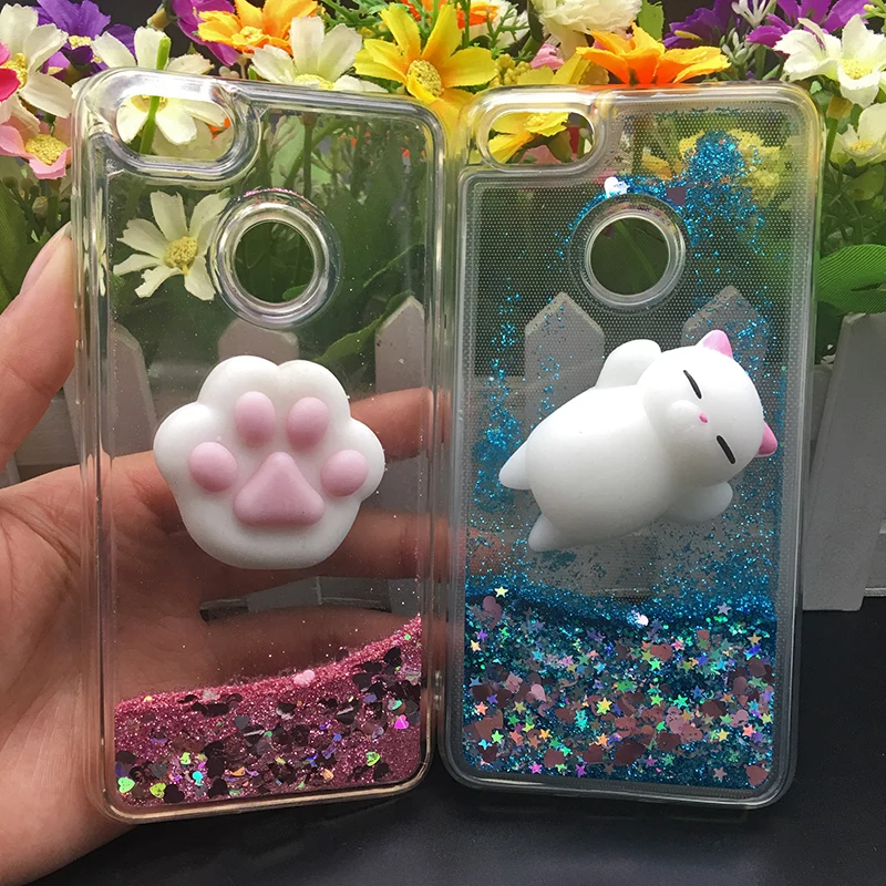 3d Squishy Cat Case For Huawei P8 P9 Lite 2017 Phone Case Liquid Glitter Paillette Sand Quicksand soft Honor 8 LITE Back Cover (2)
