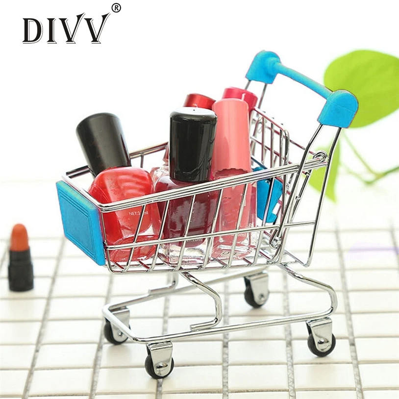 

organizer MINI Shopping Cart Kids Toy Creative Desktop Shelves Puff Storage Rack 2018 Dropshipping
