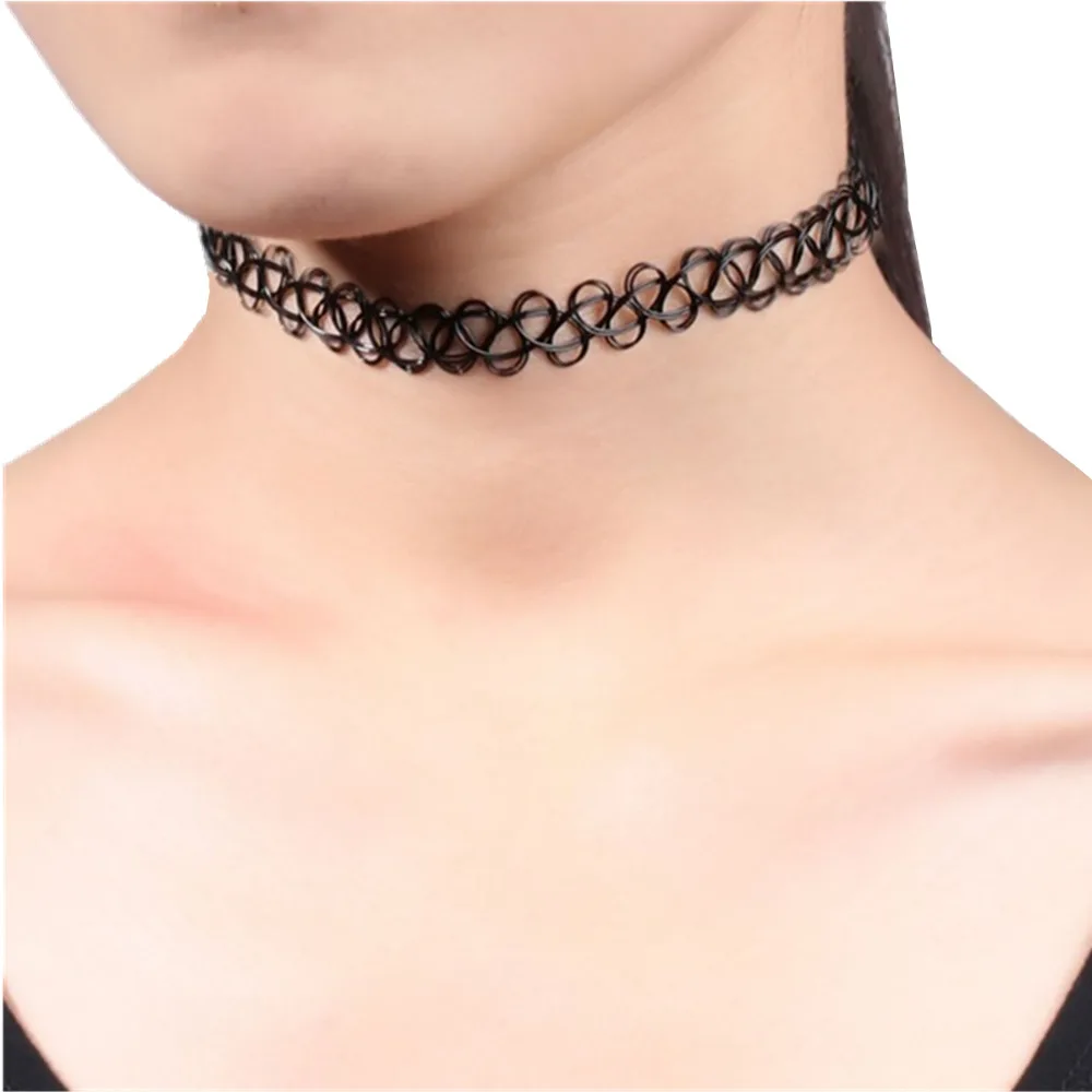 collier ras de cou noir elastique collier ras de cou noir elastique
