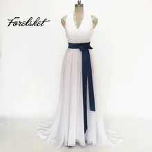 2017 Chiffon Wedding Dresses for beach party Hot Selling Custom Made A Line Lace See through Backless beach bridal gown