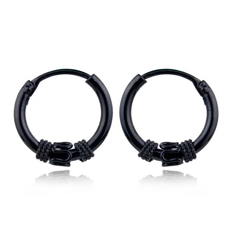 

Dayoff European Small Circle Endless Earring For Women Gun Black Plated Drop Earrings Handmade Jewelry Bali Wrap Earings E591