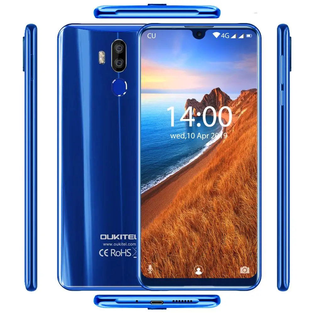 OUKITEL K9 7,1" FHD+ 1080*2244 в виде капли воды, Дисплей 6000 mAh 5 V/6A Quick Charge смартфон 4 Гб 64 Гб 16MP/8MP Face ID мобильного телефона