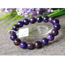 Discoun Высокое качество из натуральной фиолетовый Sugilite более синий стрейч отделкой бисером браслет Круглый бисер 11 мм 03214