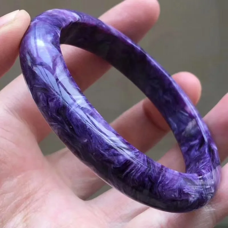 

57.8mm Genuine Natural Purple Charoite Bangles Gemstone Crystal For Women Female Gift 11.6mm Size Fashion Bangle Certificate