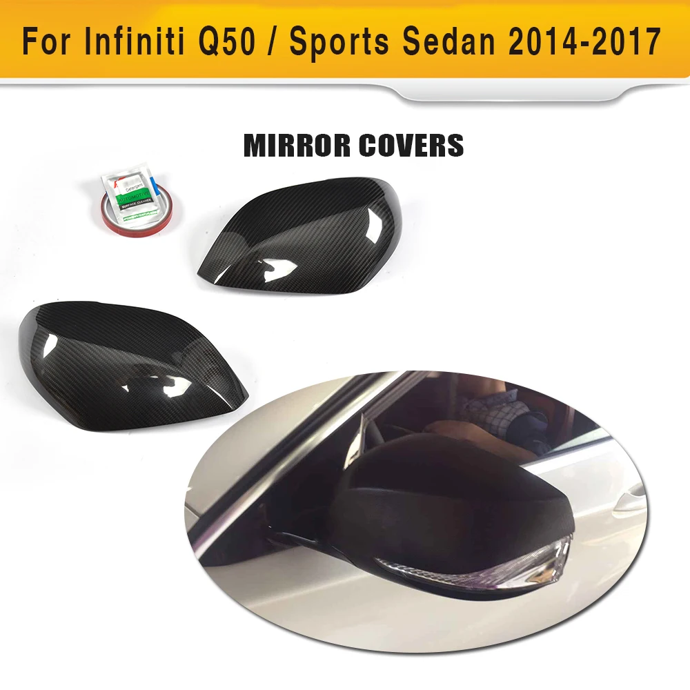 DRY Carbon Fiber Rear Mirror Cap Covers Trim For Infiniti Q50 Sports