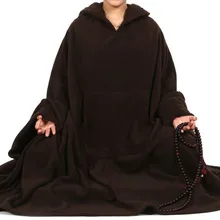 Унисекс из Полар-флиса настоятель буддийского монастыря nunzen meditationlay плащ темно-коричневый плащ Эббот монашеский плащ nunkung фу платье; сезон осень-зима; куртка