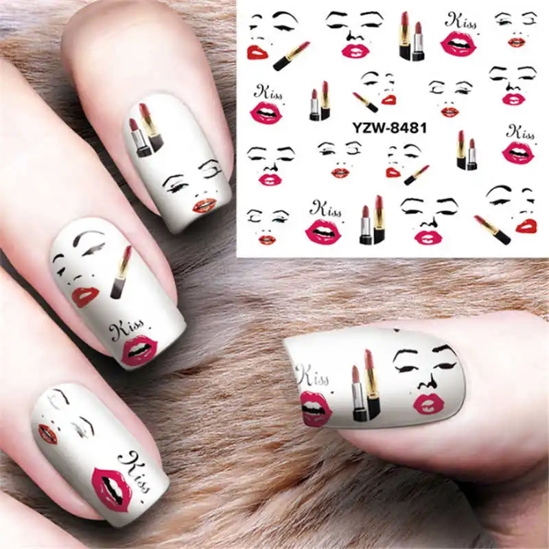 

Marilyn Monroe Water Nail Stickers For Nails Inscriptions Kiss Water Decals Nail Sticker Lettering On Nails Design Decoracion