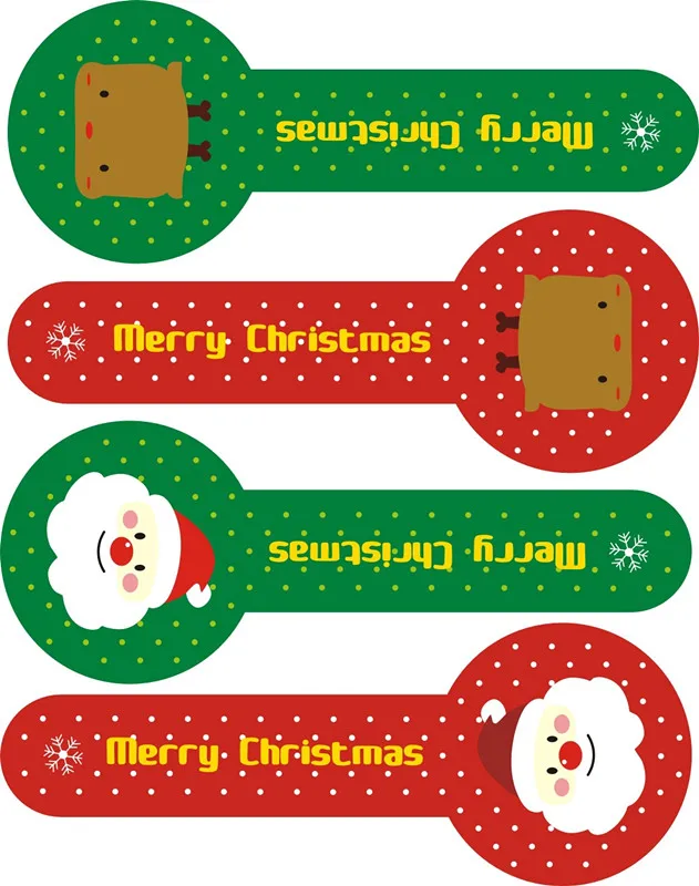 40Pcs Lollipop Shape Santa And Elk Bottle Sticker Christmas Gift Seal Label Stickers For X-mas Candy Box Cello Packing Bag Decor