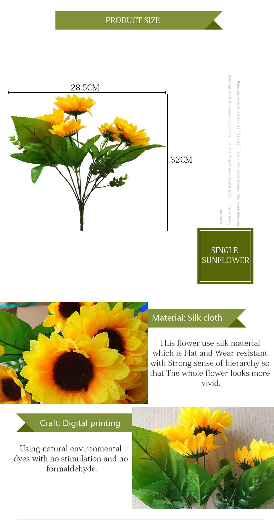 13 Heads Silk Artificial Sunflower Bouquet Fake Sunflower Flower Bouquet Daisy Table Home Room Wedding Decoration (2)