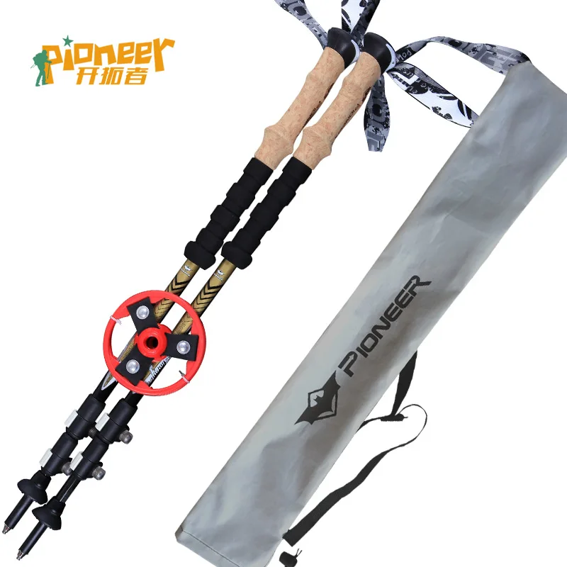 Pionero de los bastones nórdicos Camping senderismo ligeros telescópica senderismo bastón de escalada equipo 2 unids/lote