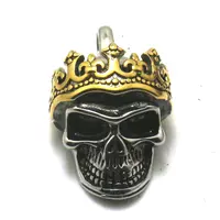 Men 316L Stainless Steel Cool Punk Gothic Golden Crown King Skull Newest Pendant 2