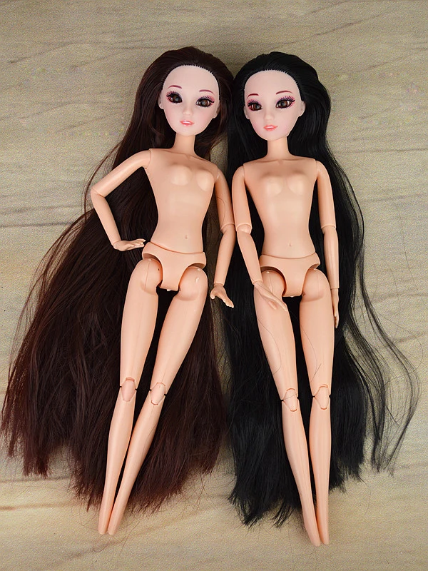 

3D Supersize Eyes Nude Naked doll / Real Eyelash / 12 Joint Movable / Cosplay Big Long Stright Hair Body For Barbie Doll Toys