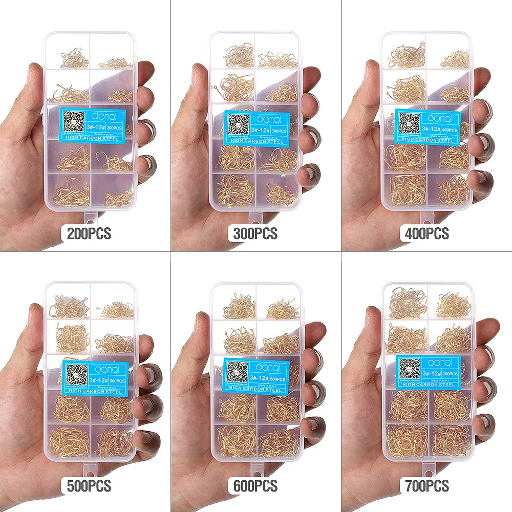 DONQL 200-700pcs Fishing Hooks Barbed Single Circle Fishhook 3#-12# High Carbon Steel Carp Fly Fishing Hook Sea Accessories      (1)