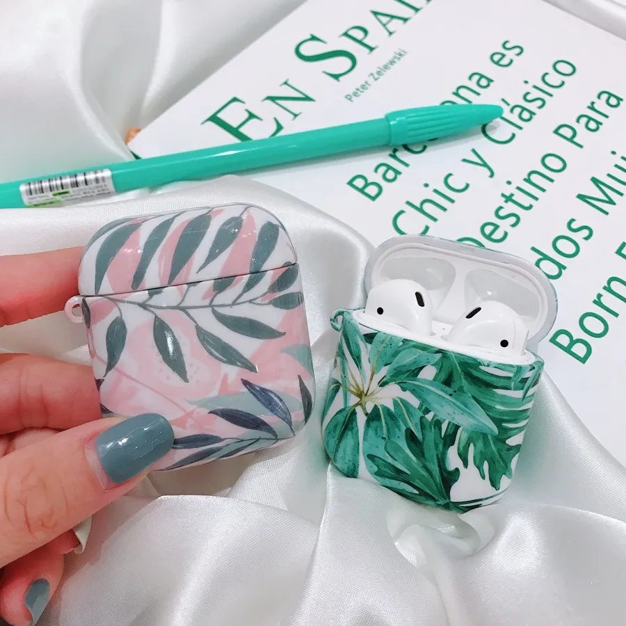 

Leaf Case for AirPods 2 Case Air Pods Luxury Coque Earpods Case for Airpod 1 Case for Apple Air Pods Earbud Charging Box Summer