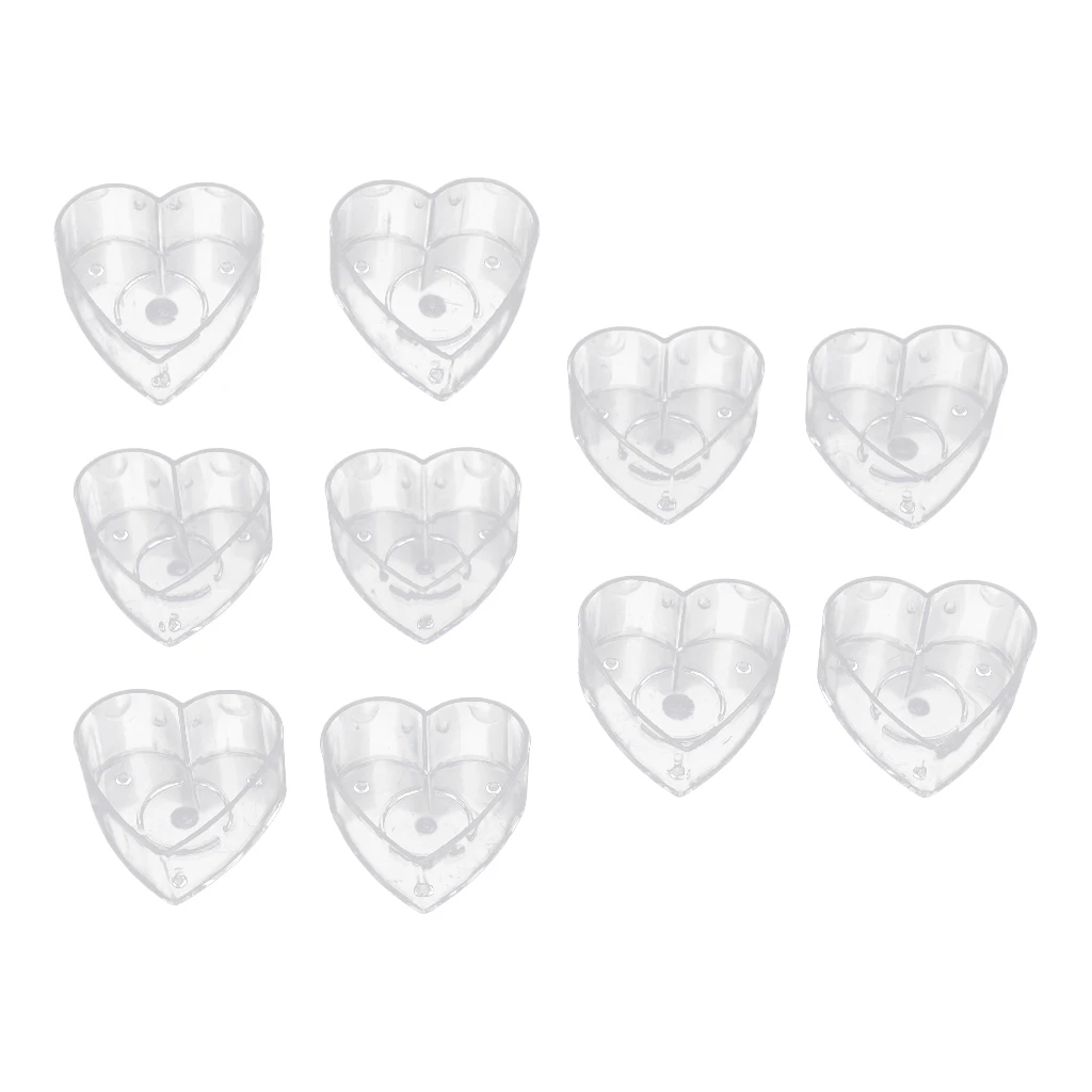 20x Heat-Resistant Clear Plastic Tea Light Container Cups Love Heart Candle Mold Handmade Wedding Decor Candles Craft Mold Tools
