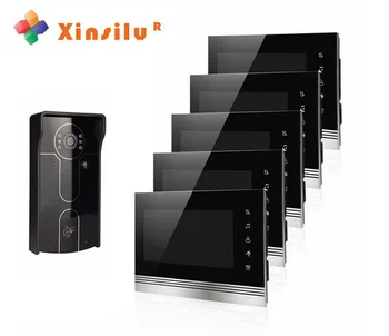 

XINSILU Home Security Intercom System 7"Video Door Phone Night Vision Waterproof Camera ID Card Unlocking Function for 5-rooms
