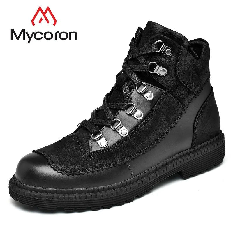 

MYCORON 2018 New Arrival Autumn And Winter Boots High Quality Men Leather Style Fashion Male Work Shoes Bota Masculina Couro