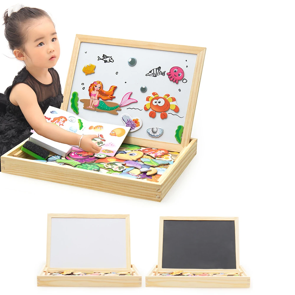 

Children Wooden Magnetic Early Learning Educational Toy Puzzle Parent-child Interaction Baby Play Game Gift 3D Animal Wood Toys