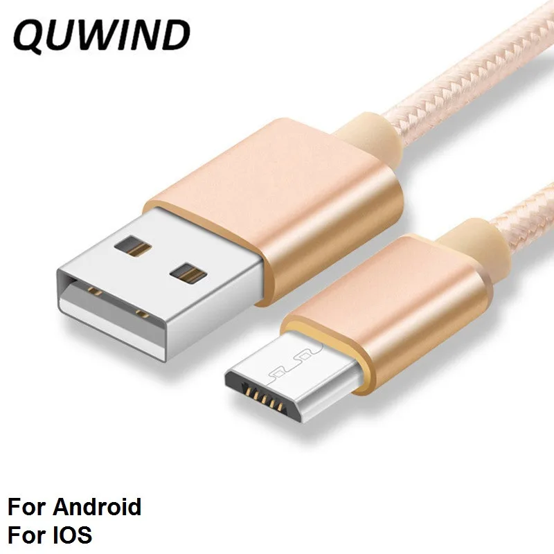 

QUWIND 1M 2M 3M Nylon Braided Micro Usb Or 8 Pin Data Charging Cable for iPhone 6 6S 7 8 iPad Samsung HuaWei Andriod Phone