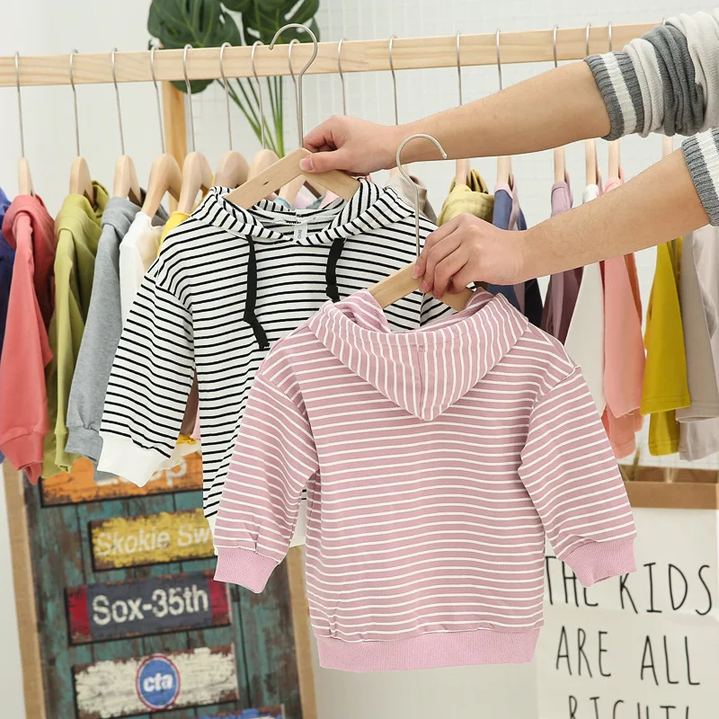 

Fashion Spring&Autumn Baby Boys Girls Toddler Striped Hoodies Sweater Unisex Sweatshirts Cotton Long Sleeve Casual Tops