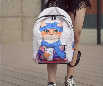 

Cute Cat Women Backpack 2019 Casual School backpack fashion korean animal prints mochila escolar menina