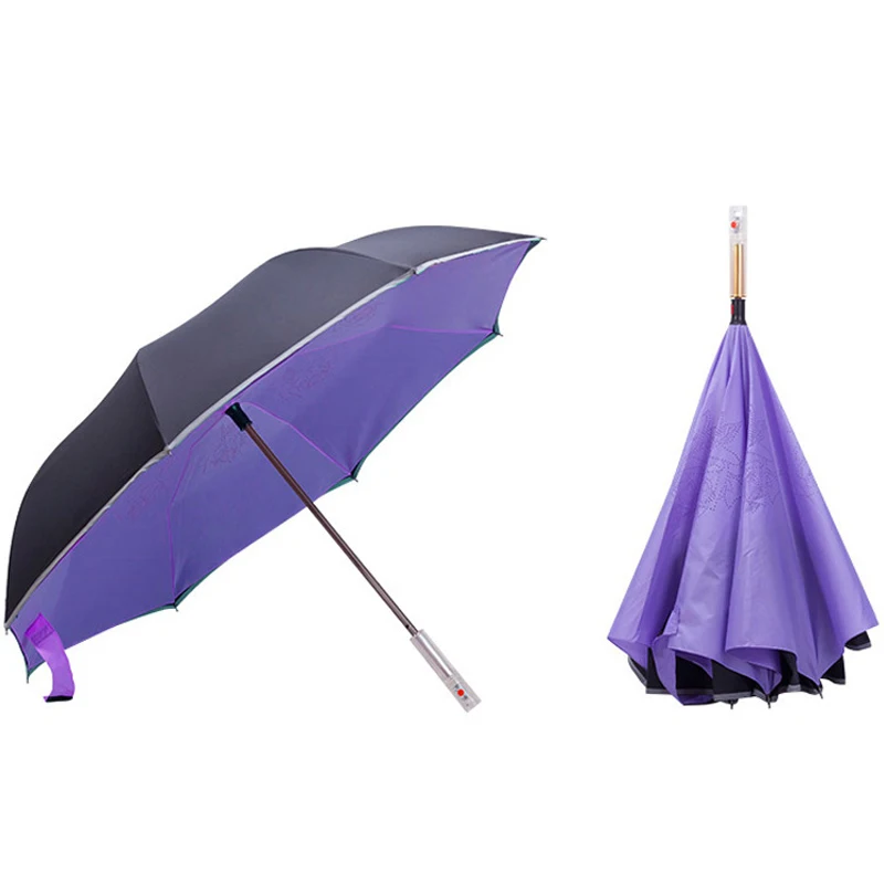 Lilac purple В ассортименте имеются 5 расцветок светодиодный световой освещение зонтичный лазерный светильник перевернутый портативный складной супер водонепроницаемый Зонт Распродажа - Цвет: Lilac purple