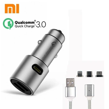 

Original Xiaomi Car Charger Dual USB Quick Charging QC3.0 Universal Mi Car Charger with Magnetic cable For Most Phones
