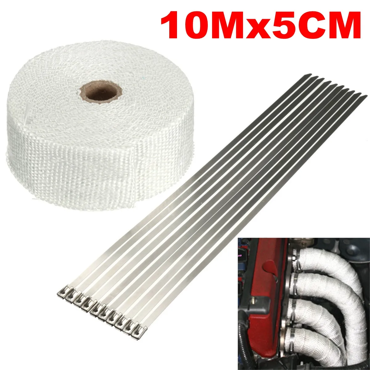 10M x 5cm Practical Exhaust Manifold Header Pipe Insulating Heat Roll
