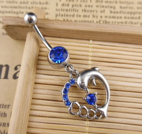 

316L Anti allergy Steel Steel Stainless Crystal Rhinestone Pendant Belly Navel Button Ring Body Piercing