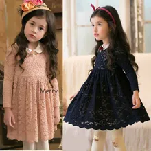 Кружевное платье принцессы с цветочным узором для девочек фатиновое платье для свадебной вечеринки для малышей осенне-зимняя одежда для детей 2-8 лет