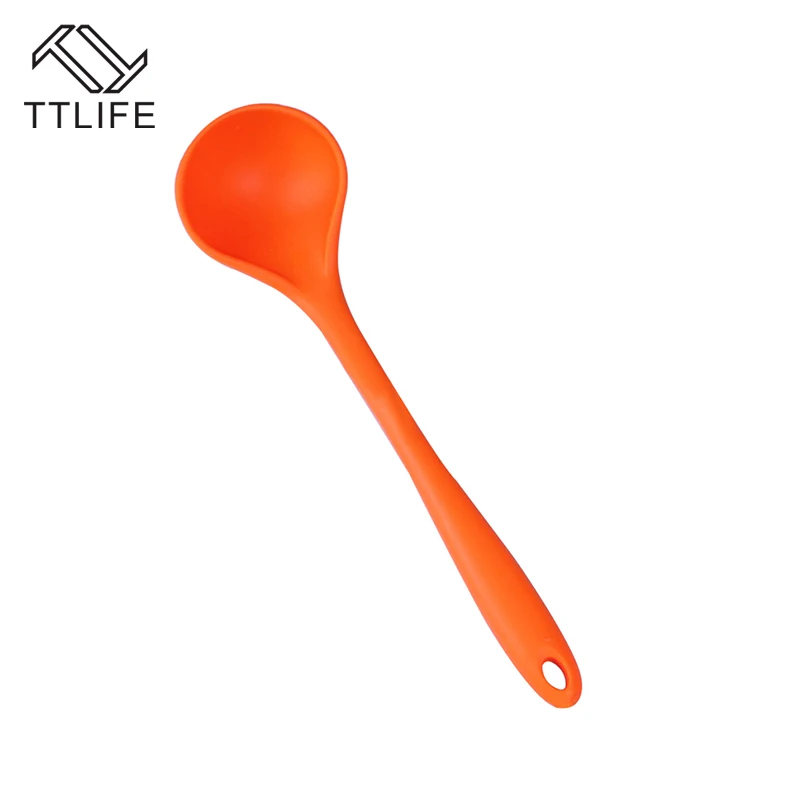 

TTLIFE Cozinha FDA Food-grade Silicone Long Handle Soup Spoon Heat-resistant Creative Soup Tablespoons Kitchen Decorating Tools