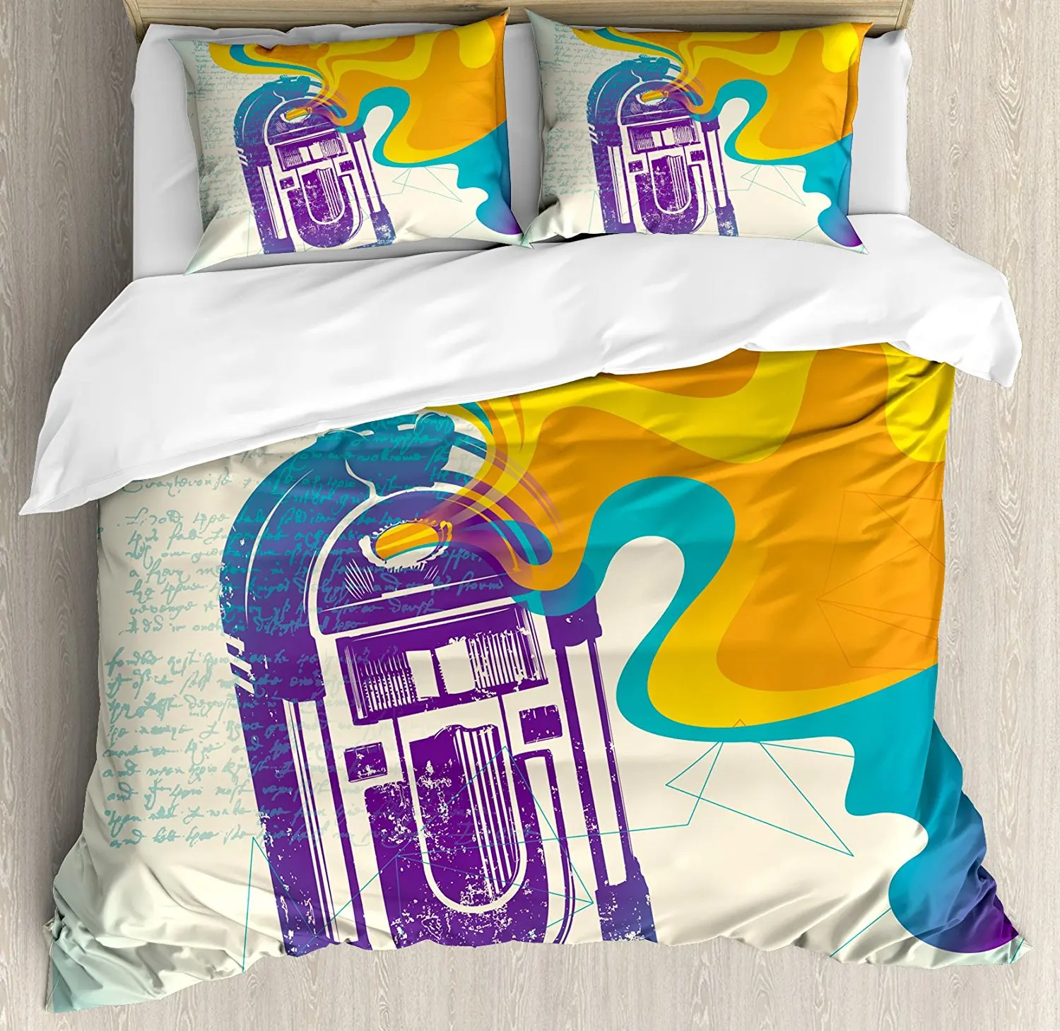 Jukebox Duvet Cover Set Retro Vintage Radio Music Box With